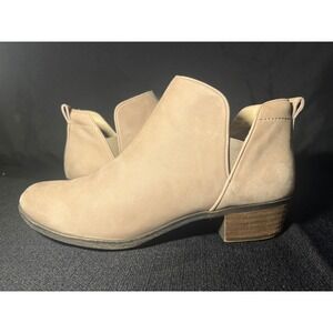 BP Nordstroml Tan Suede Cutout Western Ankle Boots‎ Block Heel Slip On Size 8M